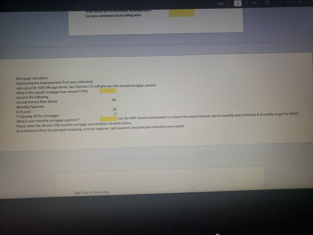 X -- = Real Estate Final Fall 2021 2) - Microsoft Excel