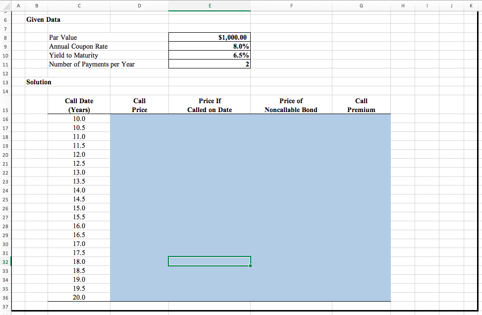 answers. Ex: D16=E8*D2. thank you ADVANCED PROBLEM 6-2 FOR SPREADSHEET APPLICATION N