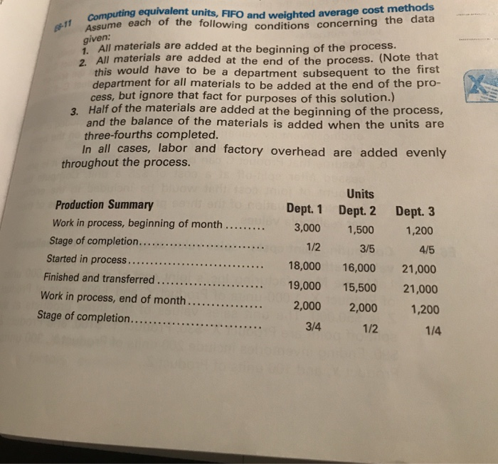  Computing equivalent units. FIE uts, FIFO and weighted average cost methods