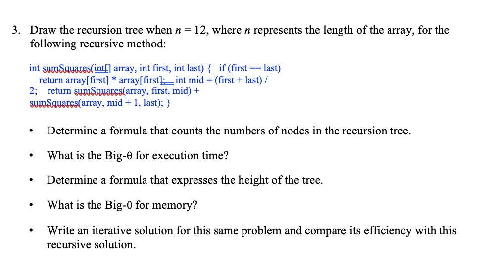 Draw the recursion tree when n = 12, where n represents the