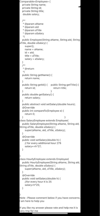  c plz Comparable { private String name; private String id: private