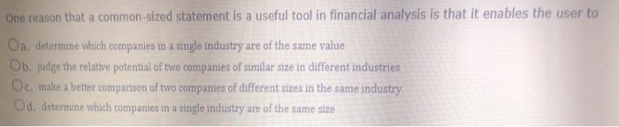  One reason that a common-sized statement is a useful tool in