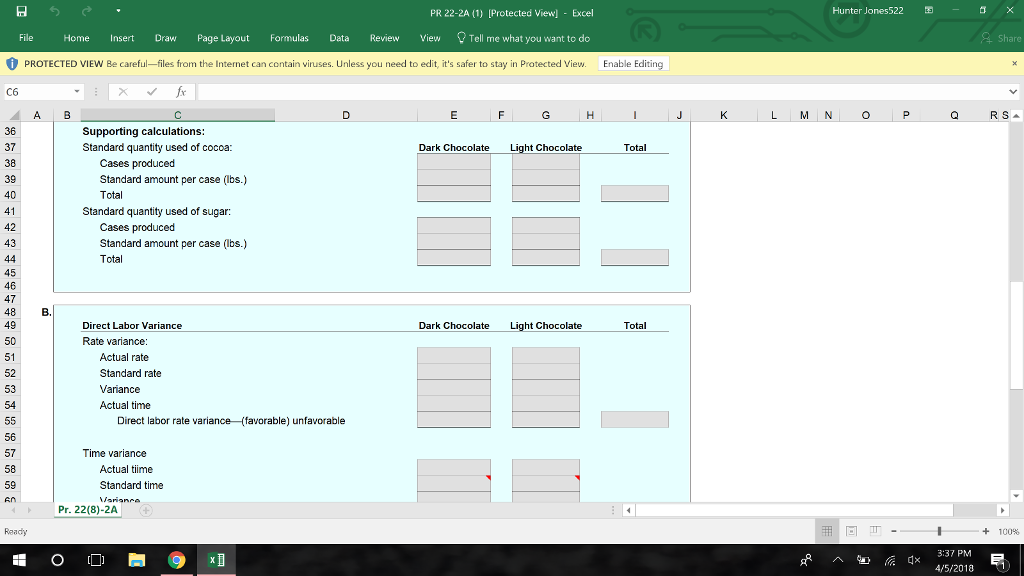 require cocoa and sugar. The following planning information has been made available: