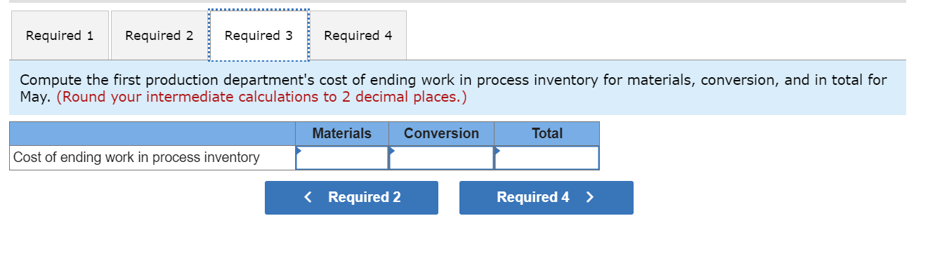 production department is added at the beginning of processing in that department.