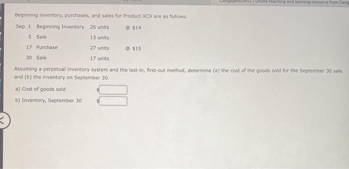  NOW Online teaching and learning resource from Cong Beginning inventory, purchases,