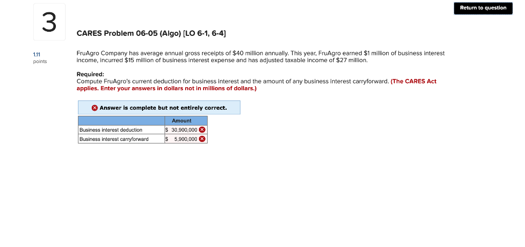 Return to question 3 CARES Problem 06-05 (Algo) [LO 6-1, 6-4)