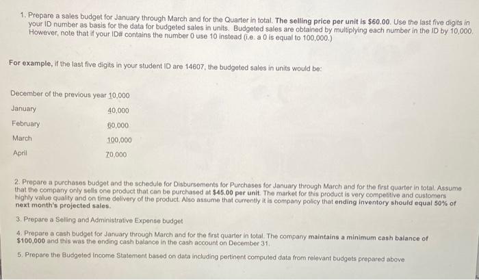  please only do #3 (prepare a selling and administrative expense budget)