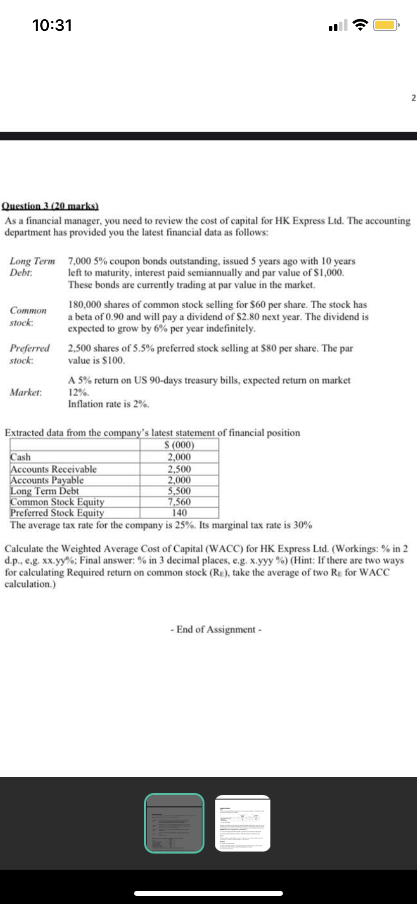 Since we need to consider new project, will use marginal tax