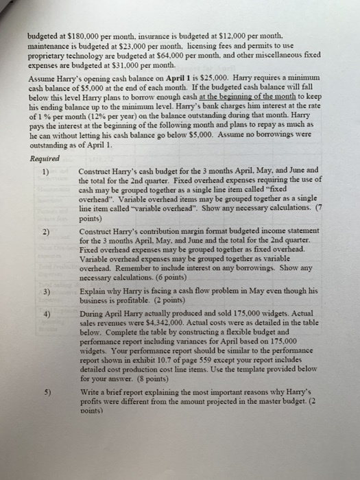 using a flexible budget. Harry Kohl owns a factory that specializes in