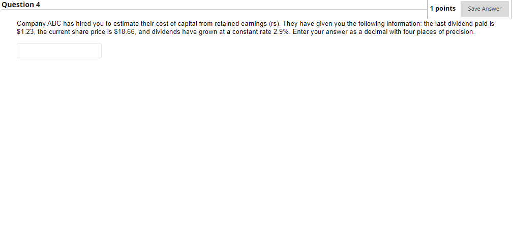 pls answer for me Question 4 1 points Save Answer Company ABC