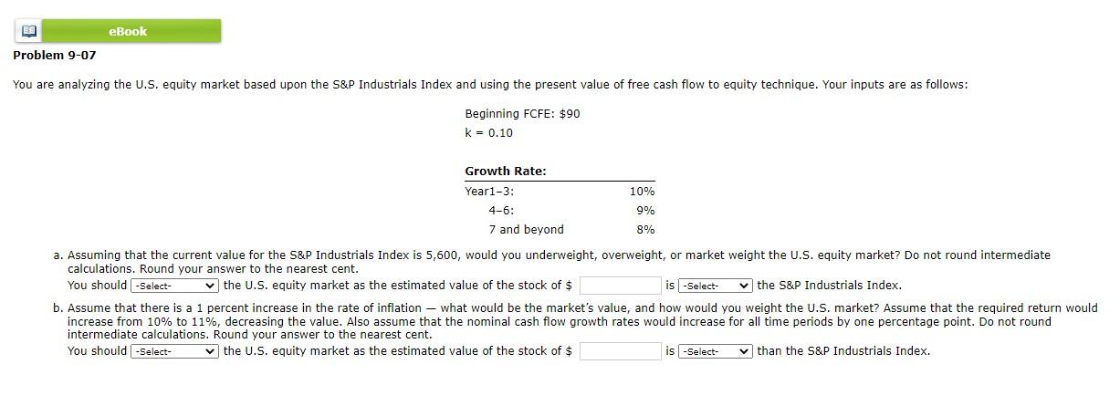 A. First drop down: Underweight, Overweight, Market Weight. Second drop down: Higher