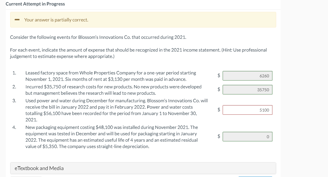 Current Attempt in Progress Your answer is partially correct. Consider the