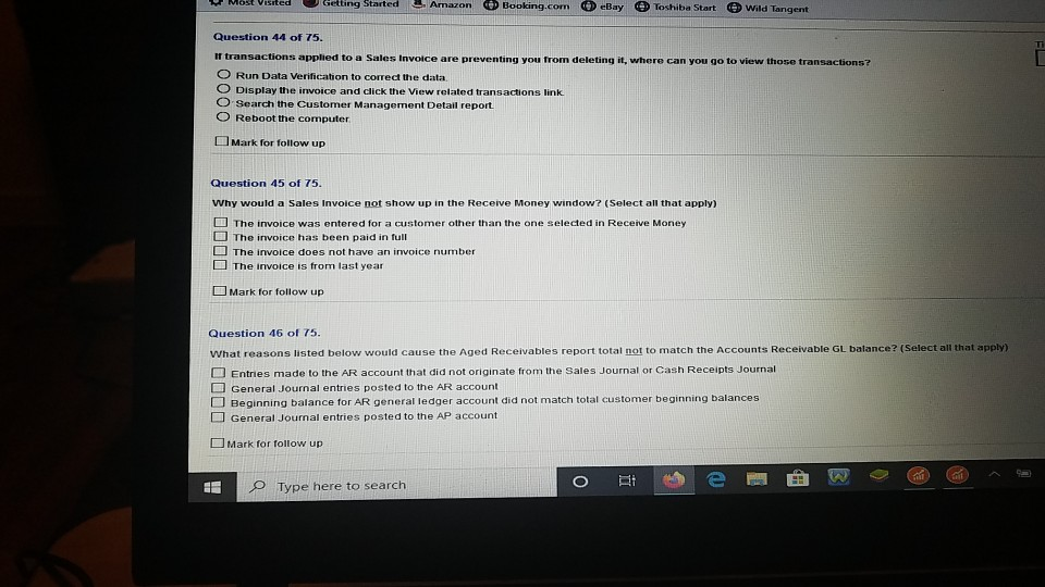  answer all questions OSC Visited Getting Started Amazon Booking.com ) eBay