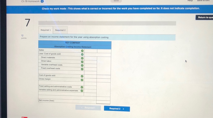 income statements LO P2 Rey Company's single product sells at a price