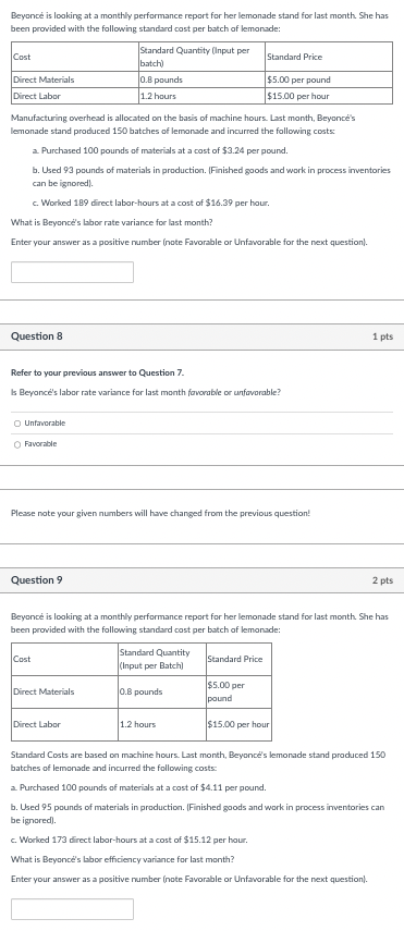  Beyanc is looking at a monthly performance report for her lemonade
