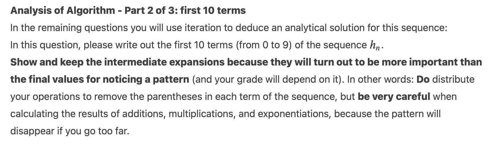 Analysis of Algorithm - Part 1 of 3: recursive definition Given the