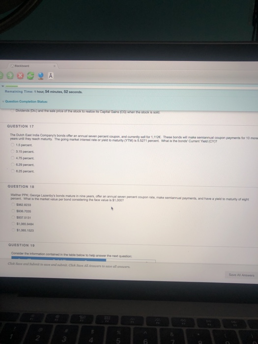  Remaining Timer 1 hour, 54 minutes, 52 seconds Question Completion Status