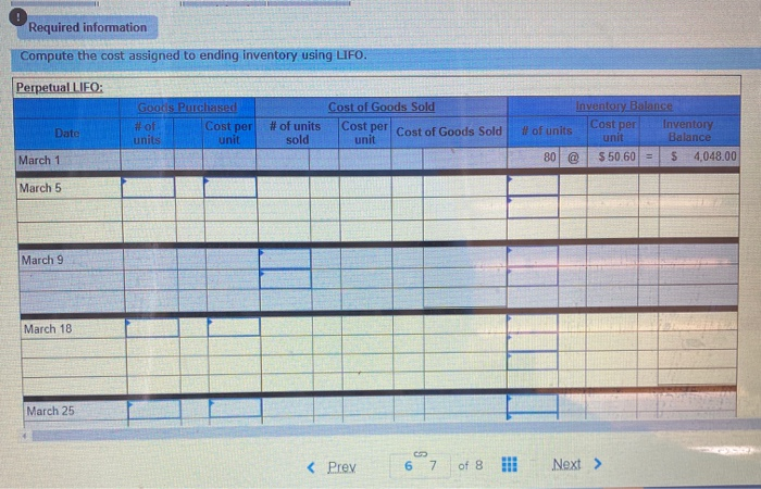 at Cost 80 units @ $50.60 per unit 215 units @ $55,60