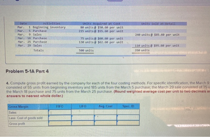 ending inventory using (a) FIFO, (b) LIFO. (c) weighted average, and (d)