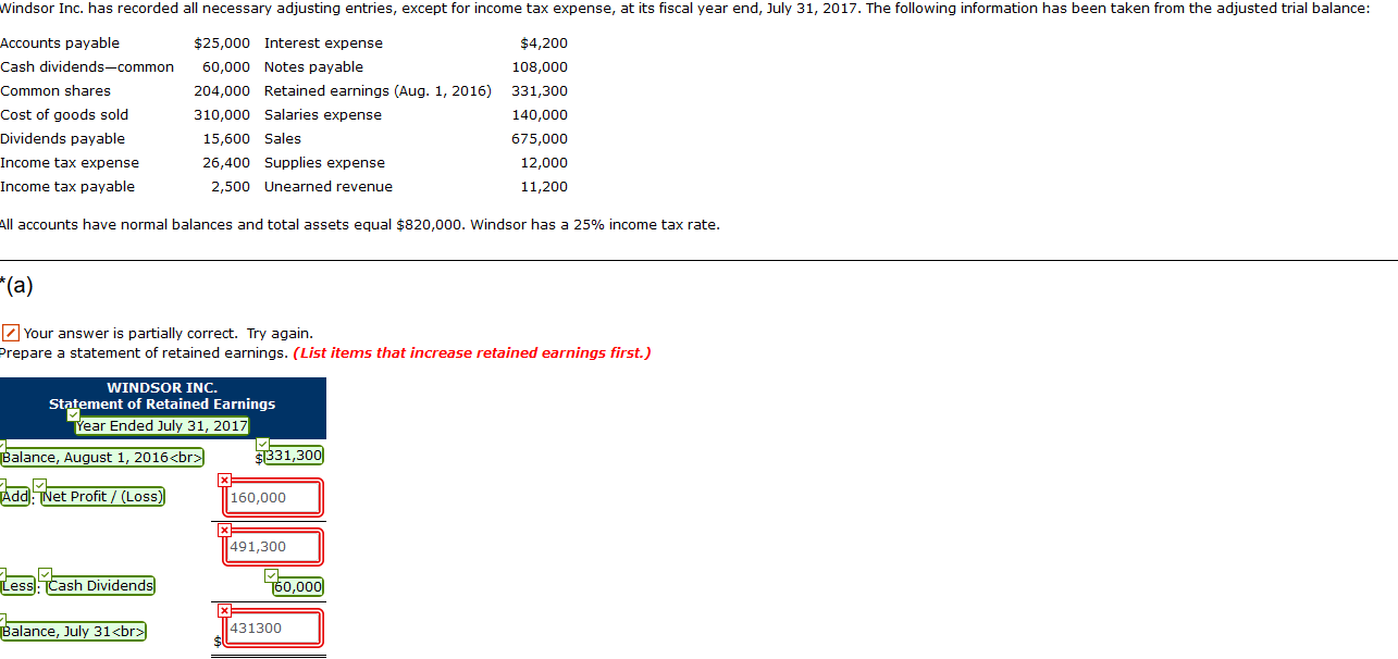  Windsor Inc. has recorded all necessary adjusting entries, except for income