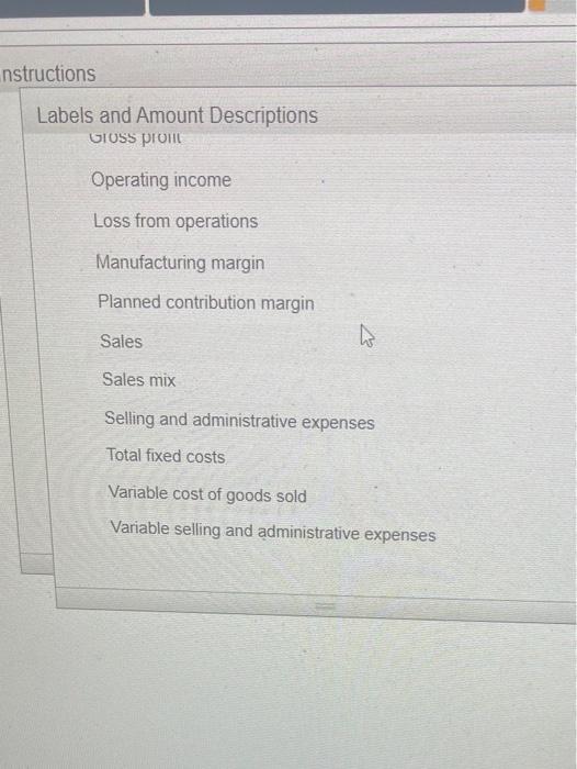 goods sold Variable selling and administrative expenses What is tho reason foc