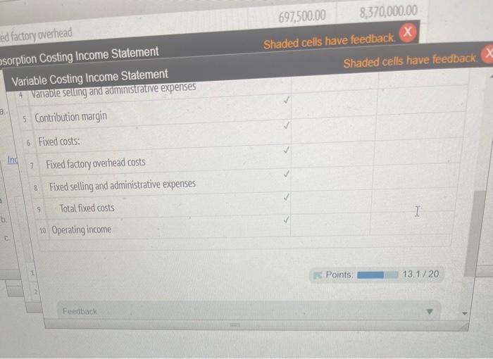 income statement will have a higber Operaung income than will the variable