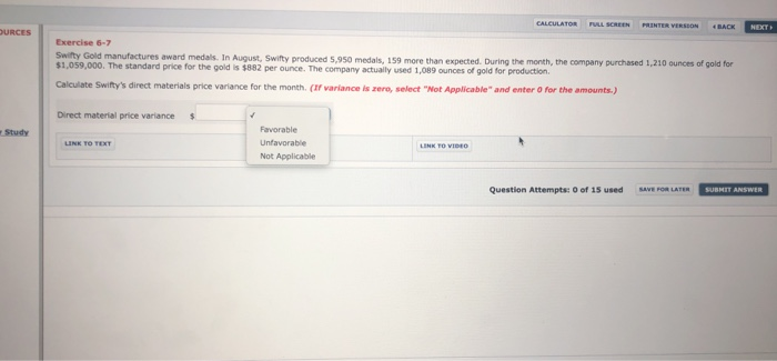  CALCULATOR FULL SCREEN PRINTER VERSION BACK NEXT OURCES Exercise 6-7 Swifty