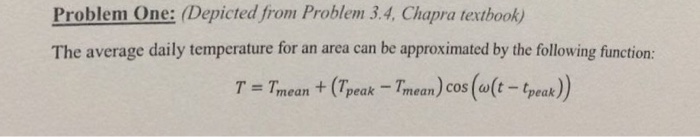  Problem One: (Depicted from Problem 3.4, Chapra textbook) The average daily