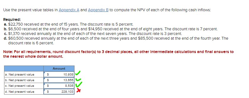  Use the present value tables in Appendix A and Appendix B