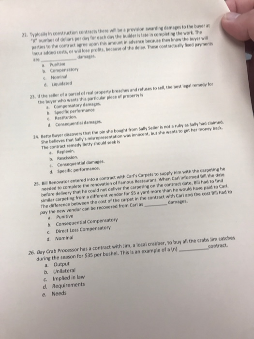  22. Typically in construction contracts there will be a provision awarding