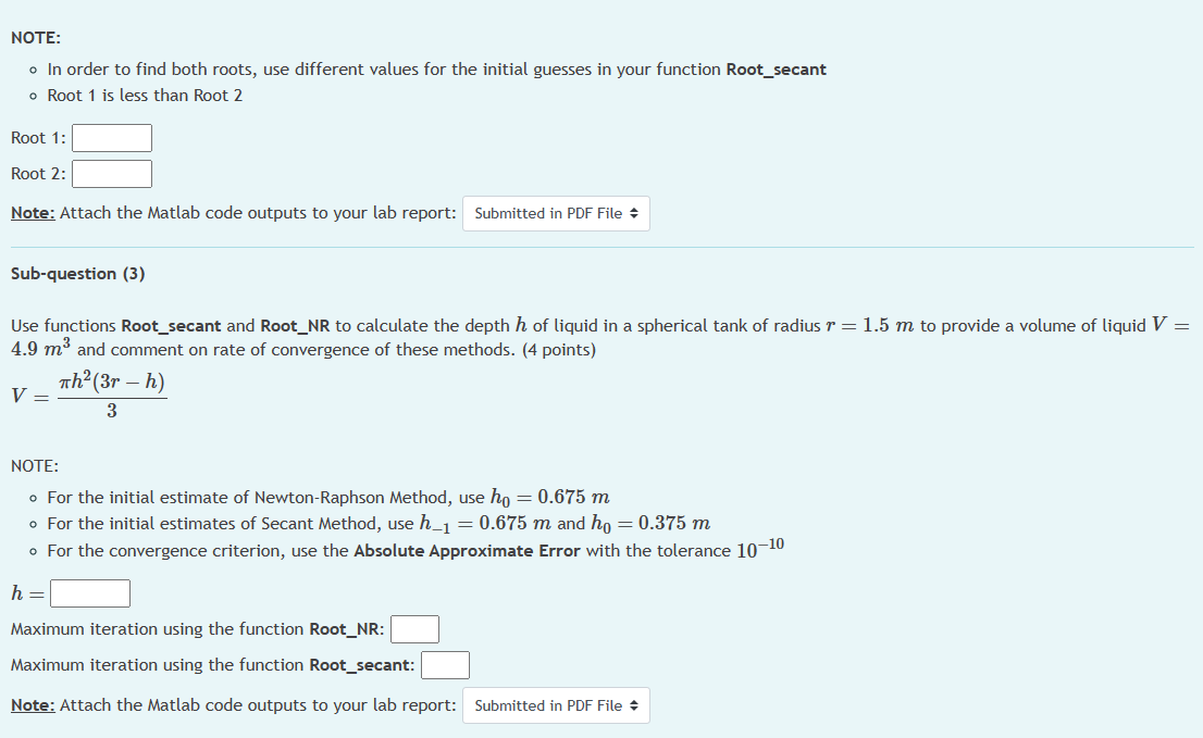 a function using the Secant Method. Please note that you only need