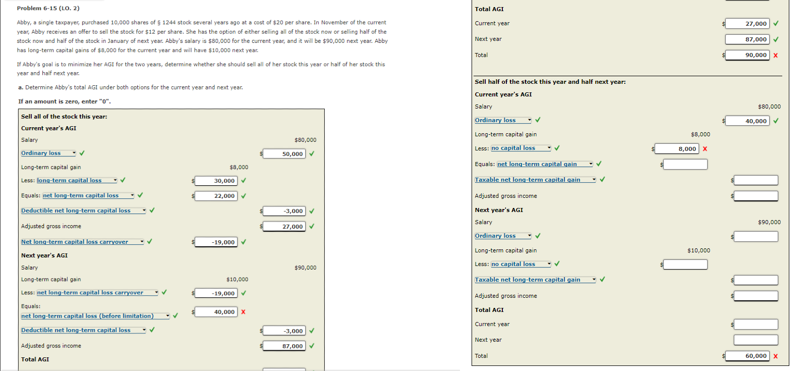  Problem 6-15(LO.2) Abby, a single taxpayer, purchased 10,000 shares of $1244