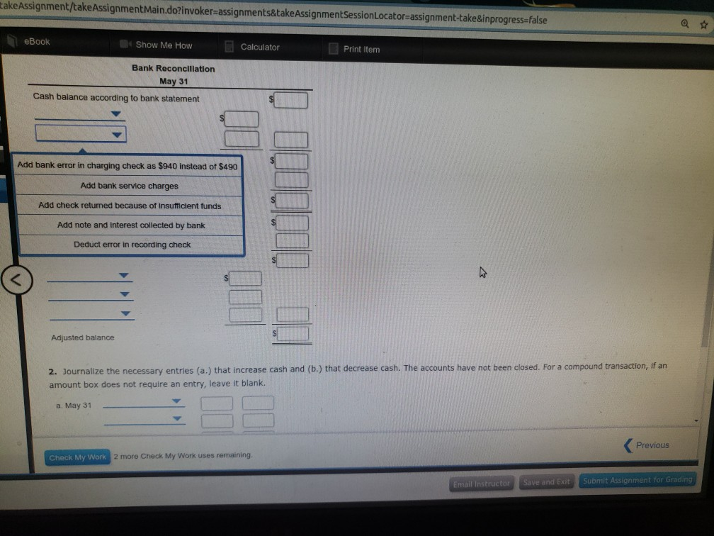 Calculator Bank Reconciliation and Entrles The cash account for Brentwood Bike Co.