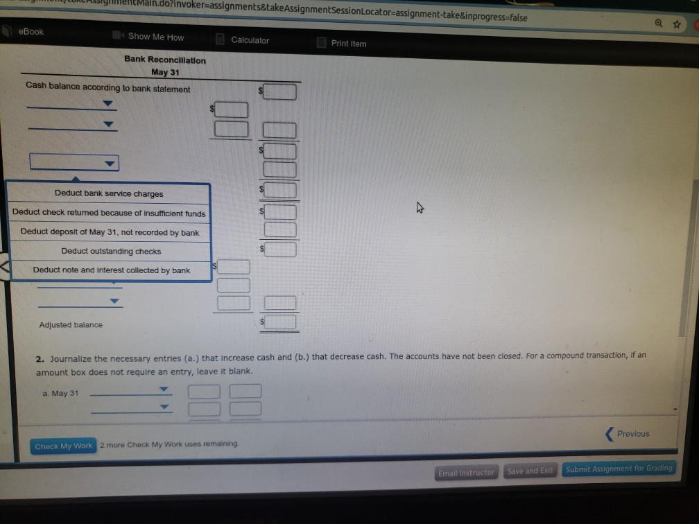 at May 1 Indicated a balance of $13,790. During May, the total