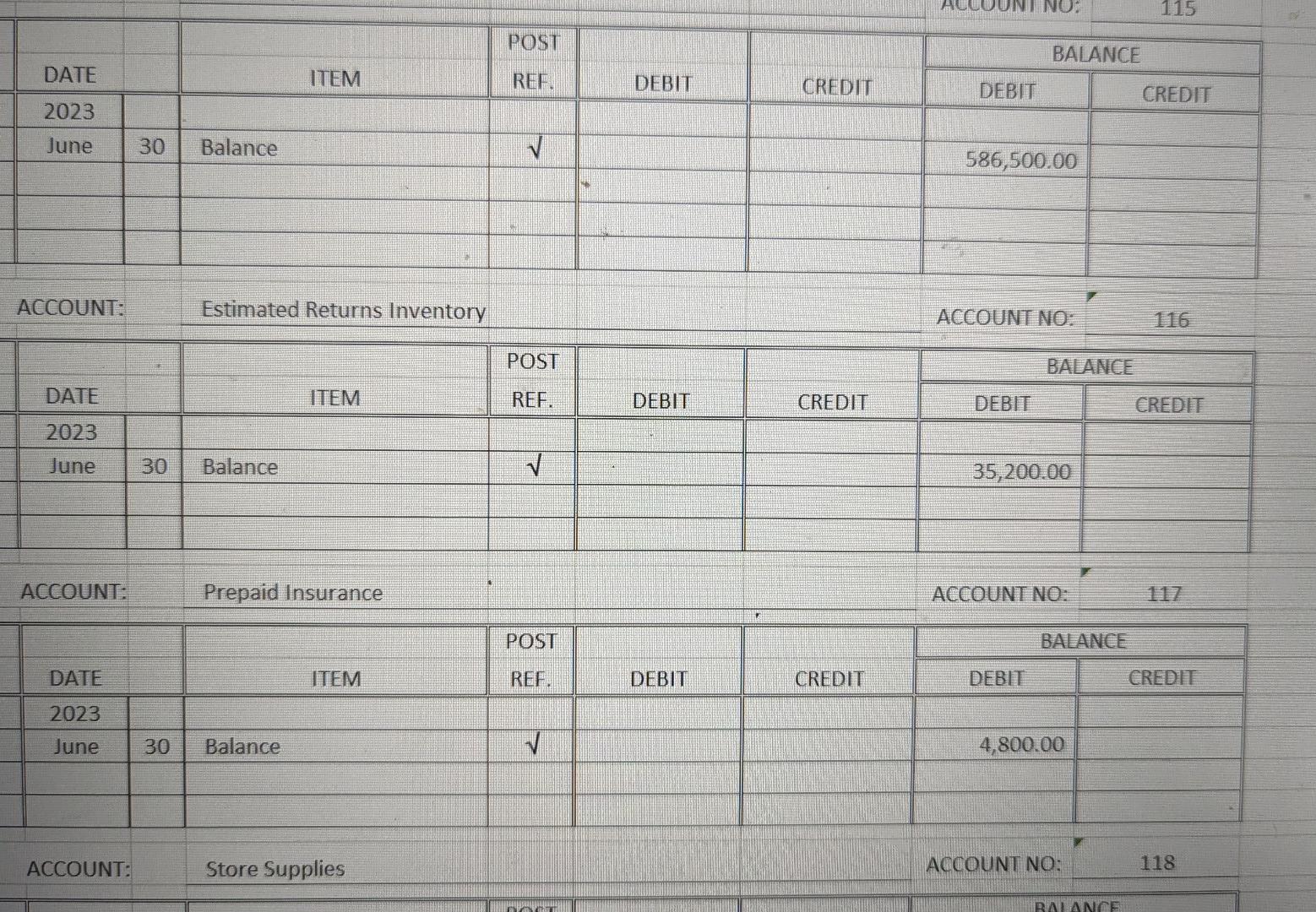b Store supplies used during the month. c Insurance expired during the