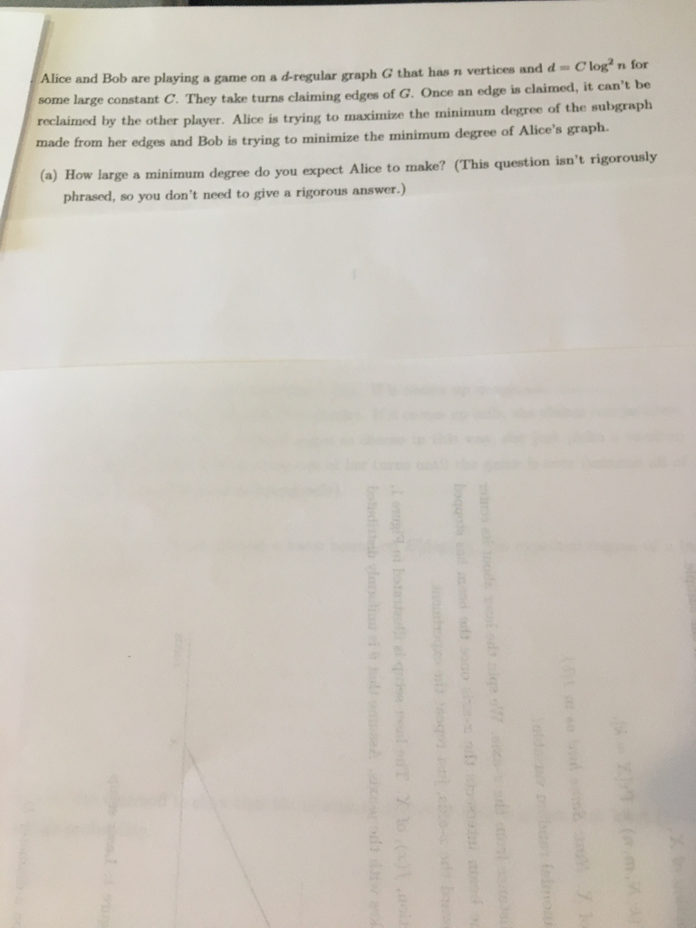  Alice and Bob are playing a game on a d-regular graph