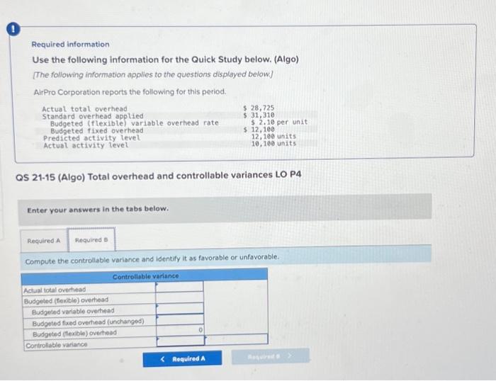 (Algo) [The following informationt applies to the questions displayed below] AirPro Corporation