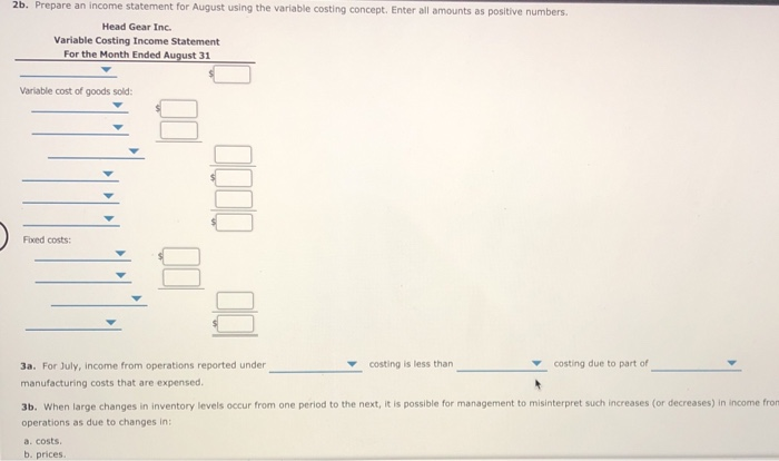 month are summarized as follows: Sales $313,960 Manufacturing costs: Direct materials $190,080