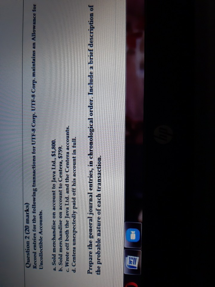  answer this as soon as possible Question 2 (20 marks) Record