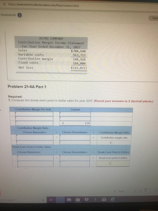  B https/ on.com/flow/connect.html Homework Contribution Margin Income Statement For Year Ended