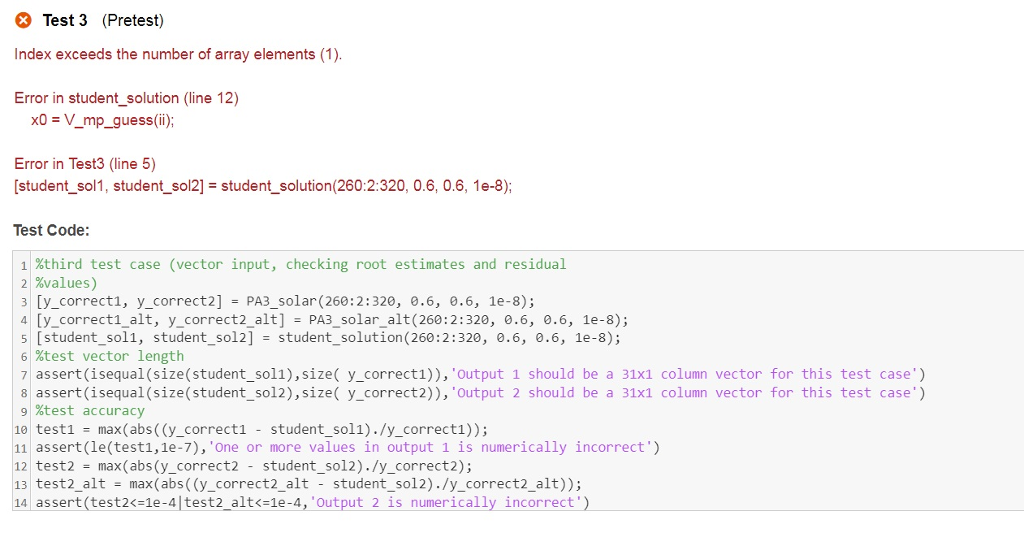the pretests? Here is my coding and the error message. Your Function