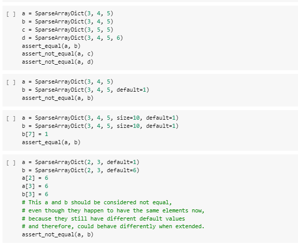for SparseArrayDict As we saw in lecture, if we have two SparseArrayDict