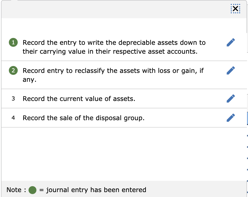 X Record the entry to write the depreciable assets down to