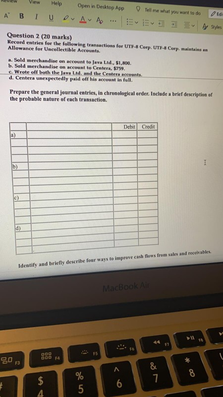 View Help Open in Desktop App BI U ON AVA Tell
