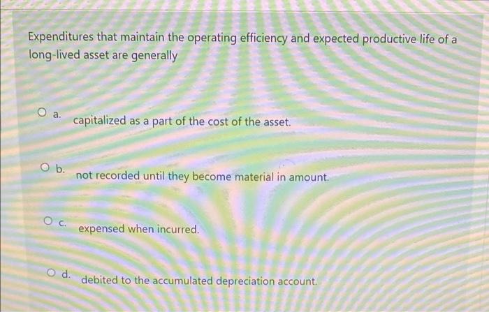  Expenditures that maintain the operating efficiency and expected productive life of