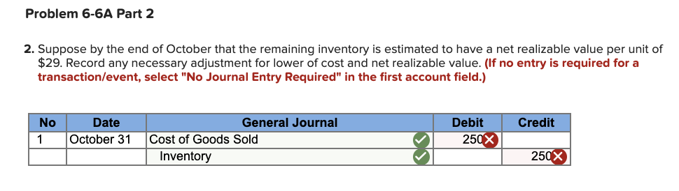 net realizable value (LO6-2, 6-3, 6-4, 6-5, 6-6) [The following information applies