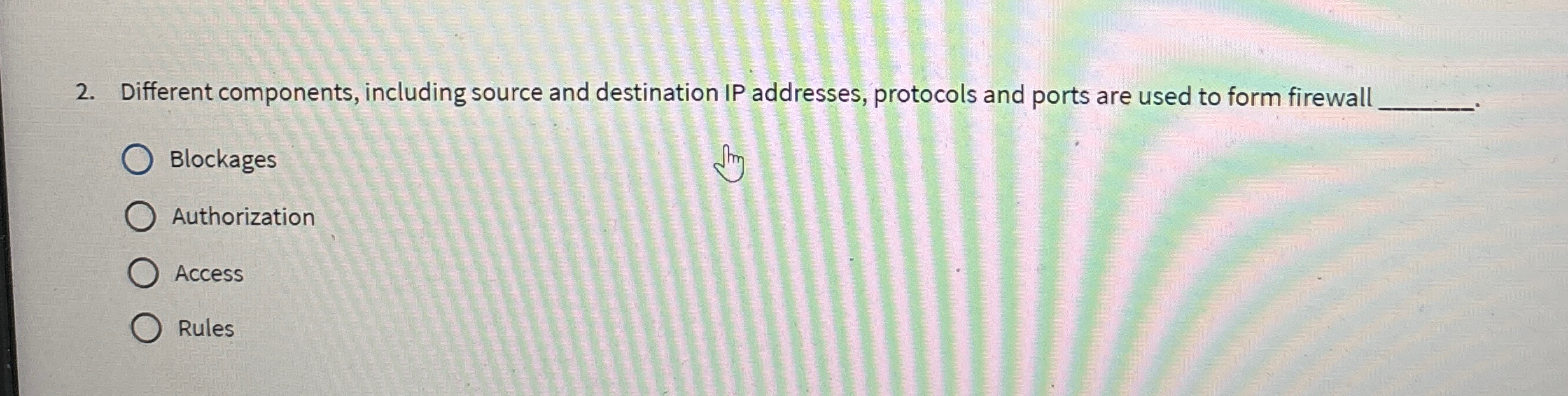  Different components, including source and destination IP addresses, protocols and ports