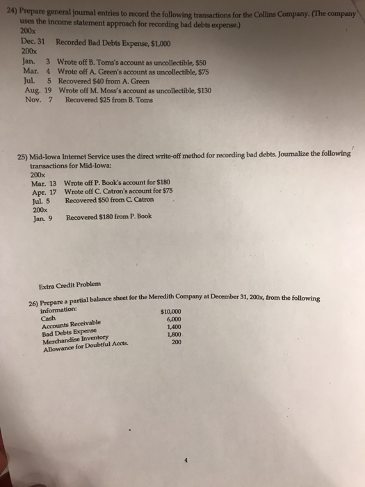 space provided or on a separate sheet of paper. 22) Prepare the