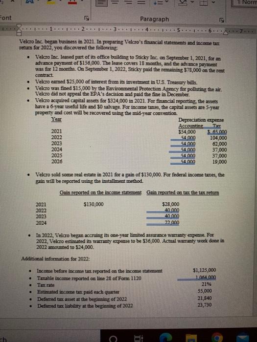 this schedule is prepared. b. Prepare the bottom section of the income