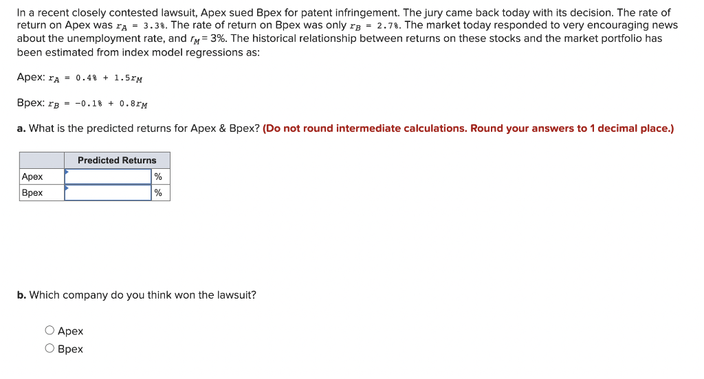 In a recent closely contested lawsuit, Apex sued Bpex for patent